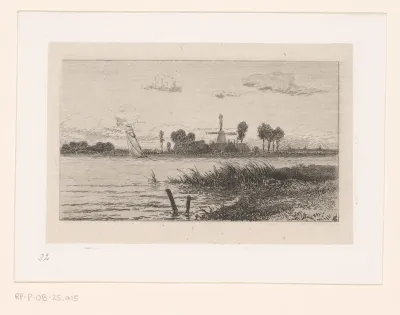 Abcoudermeer met zeilboot en molen