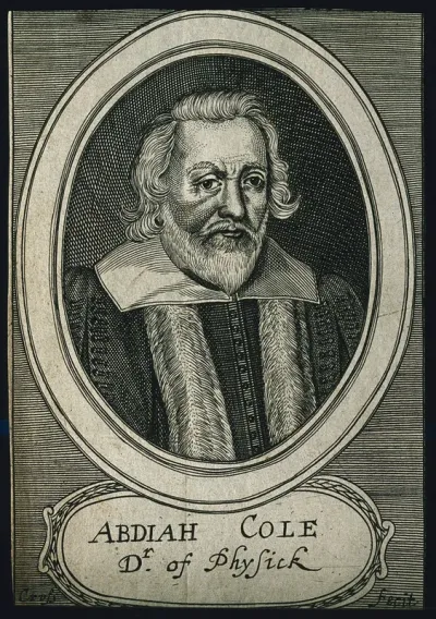Abdiah Cole. Line engraving by T. Cross, 1672