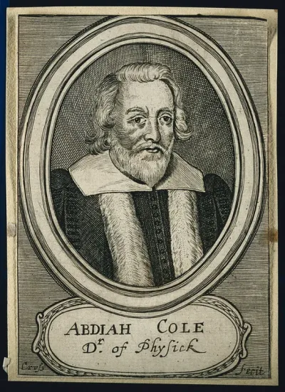 Abdiah Cole. Line engraving by T. Cross, 1678