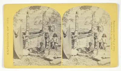 Aboriginal life among the Navajo Indians, Cañon de Chelle, New Mexico. Squaw weaving blankets. The native loom. The blankets made are of the best quality, and impervious to water, No. 26 from the series "Geographical Explorations and Surveys West of 