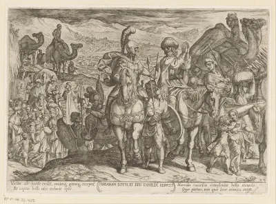 Abraham brengt Lot en zijn familie naar zijn eigen land
