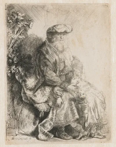 Abraham caressing Isaac