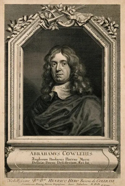 Abraham Cowley. Line engraving by G. Vertue, 1721, after Sir P. Lely