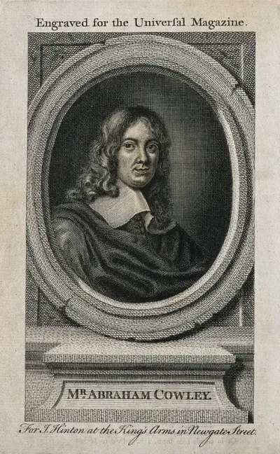 Abraham Cowley. Line engraving by G. Vertue after Sir P. Lely