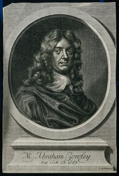 Abraham Cowley. Line engraving by J. de Leeuw, 1710, after Sir P. Lely