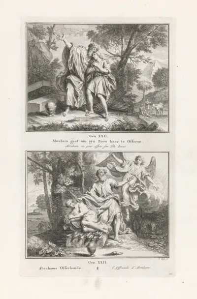 Abraham en Isaak op weg naar de offerplaats / Offer van Isaak