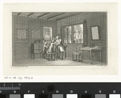 Abraham Trembley en de zoontjes Bentinck onderzoeken zoetwaterpoliepen