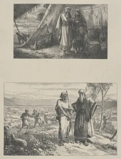 Abram Instructing Sarah–Abram Parting from Lot, from "Dalziels' Bible Gallery"