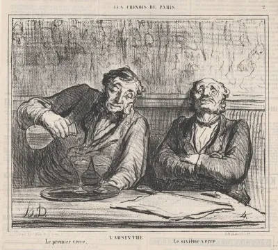 Absinthe: The first glass, the sixth glass, from 'The Chinese of Paris," published in Le Charivari, December 22, 1863
