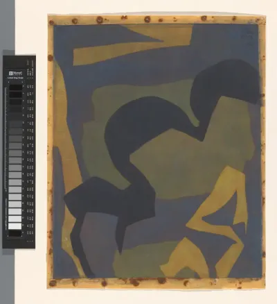 Abstracte schildering in verschillende tinten blauw