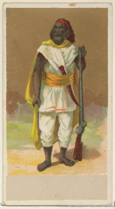 Abyssinia, from the Natives in Costume series (N16), Teofani Issue, for Allen & Ginter Cigarettes Brands