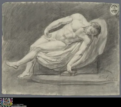 Academic life drawing study: reclining male nude