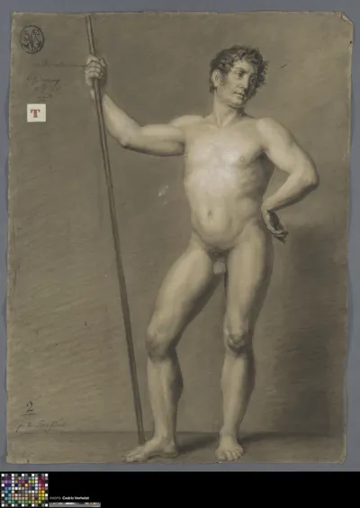 Academic life drawing study: standing male nude