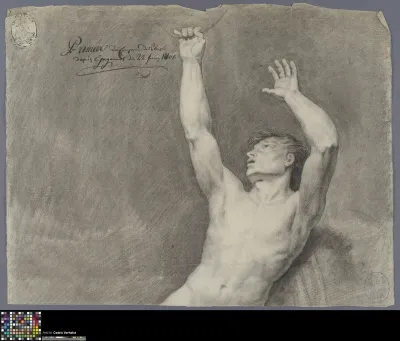 Academic life drawing study: standing male nude