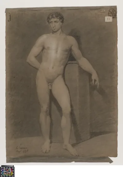 Academic life drawing study: standing male nude