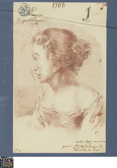 Academic study after a print: bust of a young woman