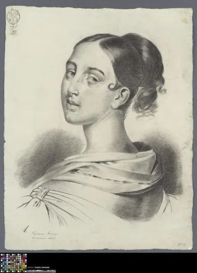 Academic study after a print: bust of young woman