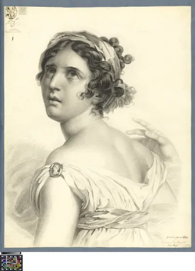 Academic study after a print: half-figure of Corinne