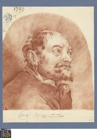 Academic study after a print: head of a man