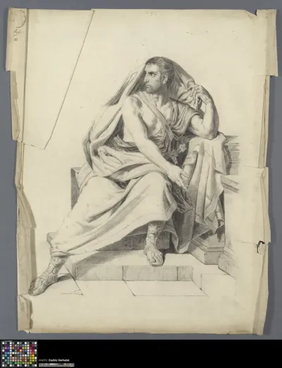 Academic study after a print: seated man with a sword