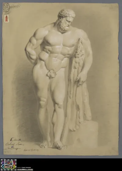 Academic study after a sculpture: Farnese Hercules