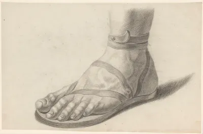 Academiestudie naar een gips van een antiek beeld: detailstudie van een voet