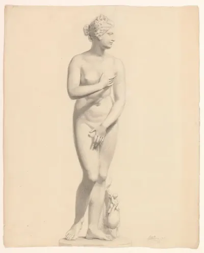 Academiestudie naar pleistermodel van antiek beeld: Venus de' Medici, van voren