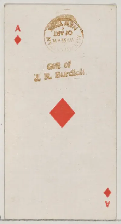 Ace of Diamonds (red), from the Playing Cards series (N84) for Duke brand cigarettes