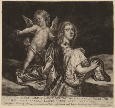 Achilles as Pyrrha with Cupid