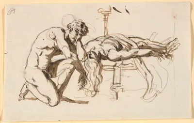 Achilles begrædende Patrokles' død?