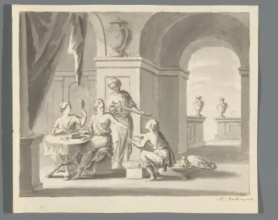 Achilles herkend door de dochters van Lycomedes