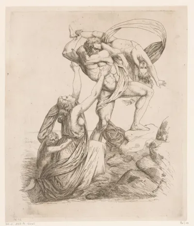 Achilles slaat Astyanax tegen de rotsen