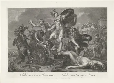 Achilles sleept het lijk van Hector achter zijn wagen