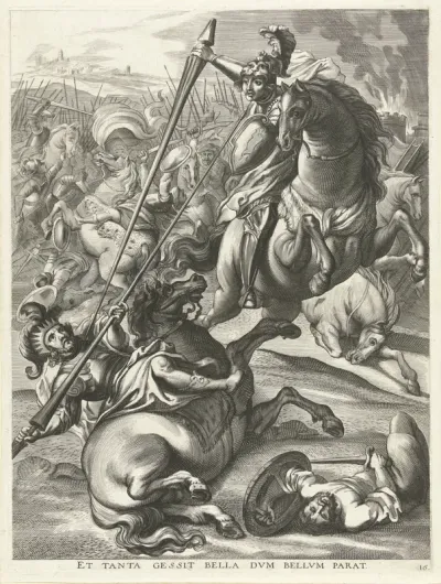 Achilles verslaat Telephos; intocht van Ferdinand te Gent in 1635