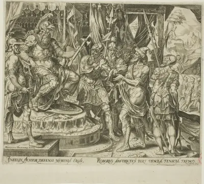 Achior Pleading with Holofernes for the Israelites, plate one from The Story of Judith and Holofernes
