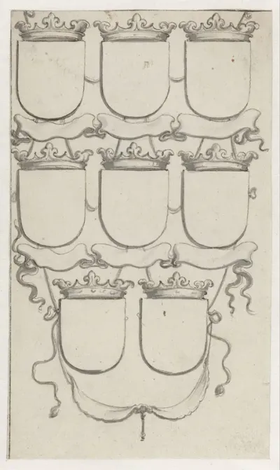 Acht blanco wapenschilden