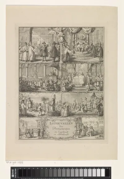 Acht historische scènes met lotgevallen van Protestanten in Engeland en Schotland