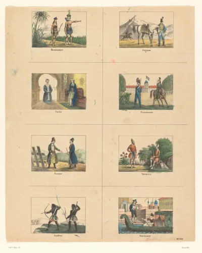 Acht voorstellingen met verschillende volkeren