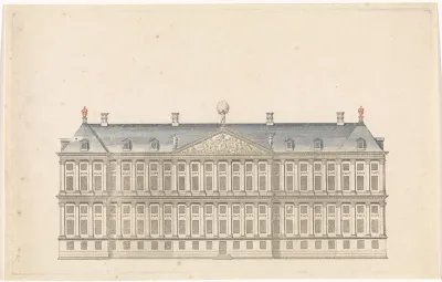 Achteraanzicht van het Stadhuis van Amsterdam