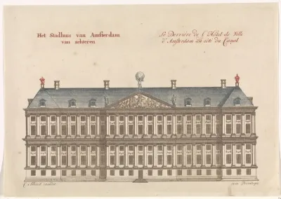 Achteraanzicht van het Stadhuis van Amsterdam