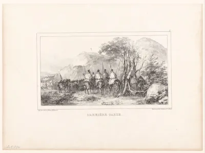 Achterhoede van het leger in een berglandschap
