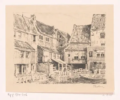 Achterkant van oude huizen, te Enkhuizen