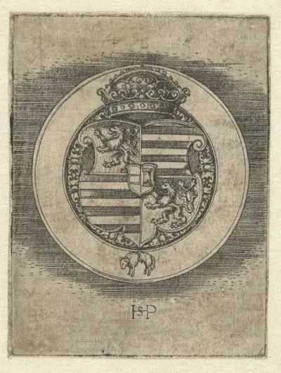 Achterkant van penning met wapen van koning Ferdinand I van Hongarije en Bohemen