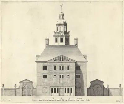 Achterzijde van Swanenburg, gemeenlandshuis van Rijnland