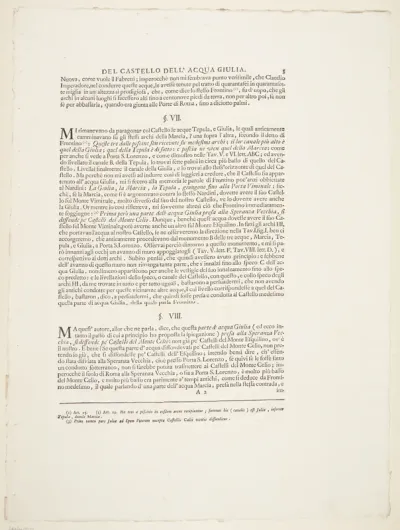 Acqua Giulia-fontænen. Tekstblad