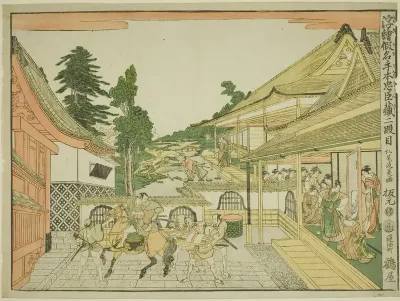 Act II (Nidanme), from the series "Perspective Pictures of the Storehouse of Loyal Retainers (Uki-e kanadehon Chushingura)"