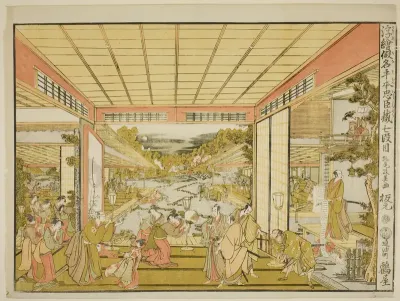 Act VII (Shichidanme), from the series "Perspective Pictures of the Storehouse of Loyal Retainers (Uki-e kanadehon Chushingura)"