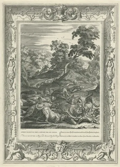 Actaeon door zijn honden verscheurd