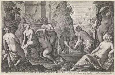 Actaeon wordt vervloekt door de badende Diana