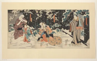 Acteurs in een sneeuwscene
